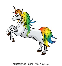 Unicorn isolated on white background vector illustration. 