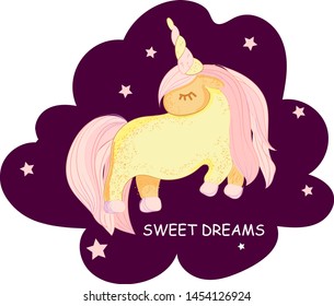 unicorn isolated on white background. Vector illustration for printing on a T-shirt. For girl.
