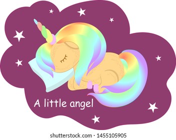 unicorn isolated on white background. Vector illustration for printing on a T-shirt. For girl.