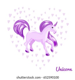 Unicorn isolated on white vector illustration. T-shirt design.