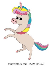 Salto del unicornio aislado en el fondo blanco