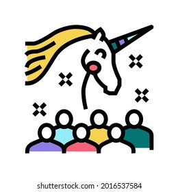 unicorn kids party color icon vector. unicorn kids party sign. isolated symbol illustration