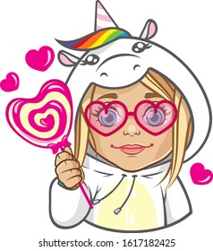 Unicorn kigurumi funny girl emotions