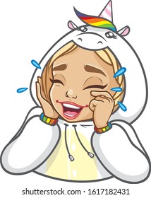 Unicorn kigurumi funny girl emotions