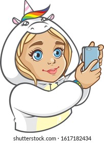 Unicorn kigurumi funny girl emotions