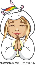 Unicorn kigurumi funny girl emotions