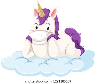 A unicorn lay down on cloud illustration