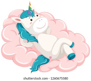 Unicorn lay on the cloud illustration