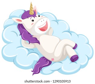 Un unicornio sobre la ilustración en la nube