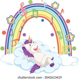 Unicorn mit Regenbogen und Melodie-Symbolgrafik