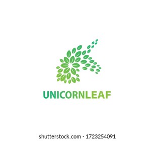  Unicorn leaf logo design sign