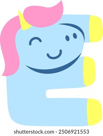 Elemento de Vector del alfabeto de letras de unicornio