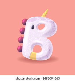 Unicorn Letter B Sparkles Cute Magic Stock Vector (Royalty Free ...