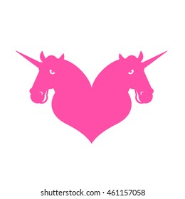Unicorn LGBT symbol community. Sign of love and two magic animals. Heart and magical beast
