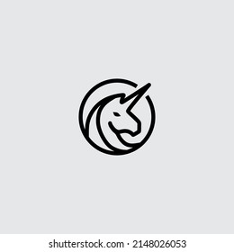 Vektorgrafik-Logo-Design in unikornen Linien, geeignet für Symbol, Symbol oder Element Ihres Designs
