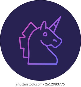 Unicorn Line Circle Gradient Style