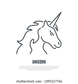 Unicorn line icon. Magic animal symbol. Liner style. Vector illustration.