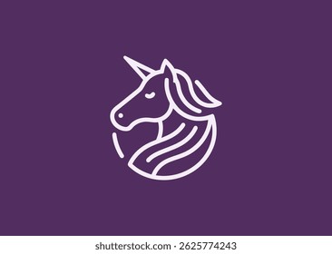 Unicorn line logo for fantasy, magic, or creative brand themes.