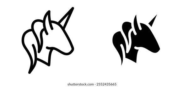 Unicorn liner icon vector set.