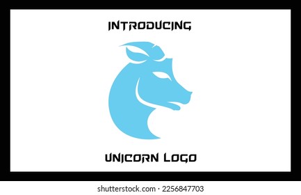 unicorn logo in blue clolour