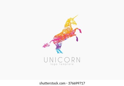 Unicorn logo. Colorful unicorn. Creative logo template