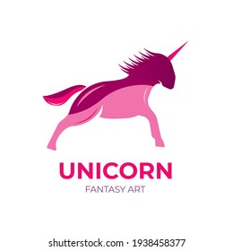Unicorn of a logo design with gradient color. Vector illustration