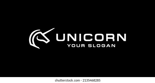 unicorn logo design icon Vector in luxury style. pegasus horse with long horn symbolize mythological creature unicorn icon design.