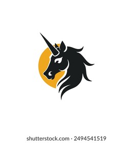 Unicorn logo design inspiration vector template. Head of fantasy horse icon.