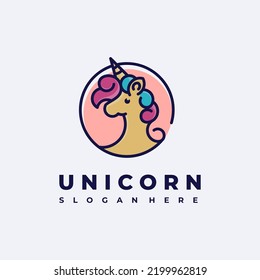 diseño de logotipo de unicornio con contorno