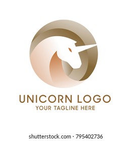 unicorn logo design with soft brown colour for your organization icon org company logo