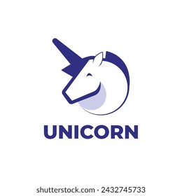 Einhorn-Logo-Design-Vorlage mit niedlichen Details