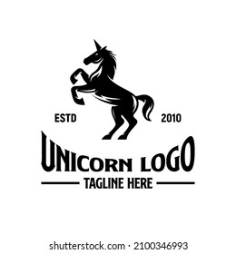Unicorn Logo Design Template Inspiration, Vector Illustration.