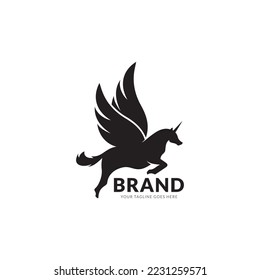Unicorn logo design template. Vector illustration.