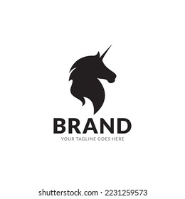 Unicorn logo design template. Vector illustration.