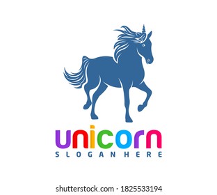 Unicorn logo design vector template, flying Horse design illustration