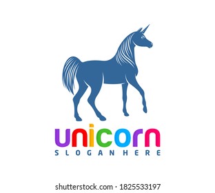 Unicorn logo design vector template, flying Horse design illustration