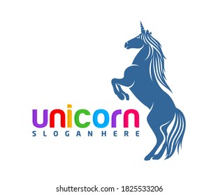 Unicorn logo design vector template, flying Horse design illustration