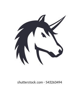 unicorn logo element over white, vector illustration