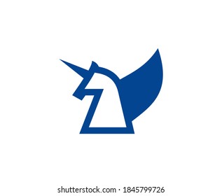 Einhorn-Logo-Pferdeflügel, Vektormagie