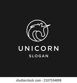 Unicorn logo line art icon in black backround