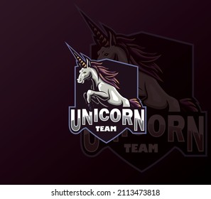 Unicorn Logo Mascot Vector. Unicorn Charter Logo For E-Sports Team
