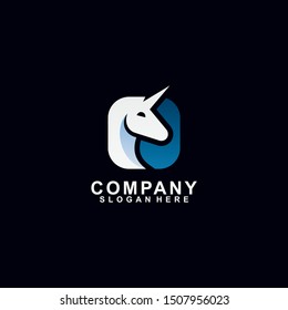 Unicorn Logo Modern Design Template Isolated On Black Colour