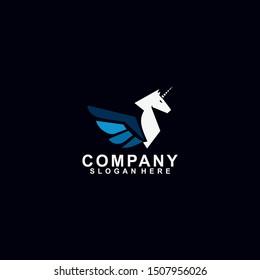 Unicorn Logo Modern Design Template Isolated On Black Colour