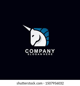 Unicorn Logo Modern Design Template Isolated On Black Colour