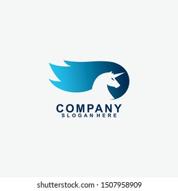 Unicorn Logo Modern Design Template Isolated On White Colour