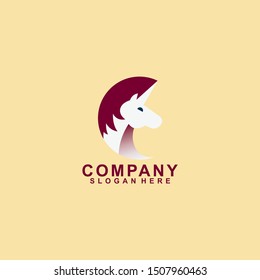 Unicorn Logo Modern Design Template Isolated On Orange Colour