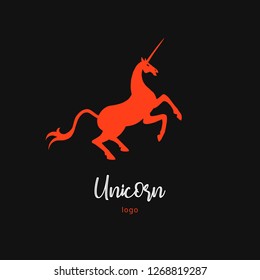 Unicorn logo. Silhouette.