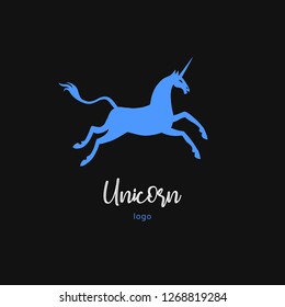 Unicorn logo. Silhouette. Magical creature.