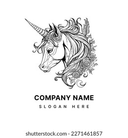 El logotipo de Unicornio es un símbolo de magia, pureza y belleza indomable. Este diseño presenta a la criatura mítica con su distintivo cuerno único, un símbolo de poder y gracia