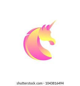 Unicorn logo template. Horse with horn graphic sign. Mascot design element template. 